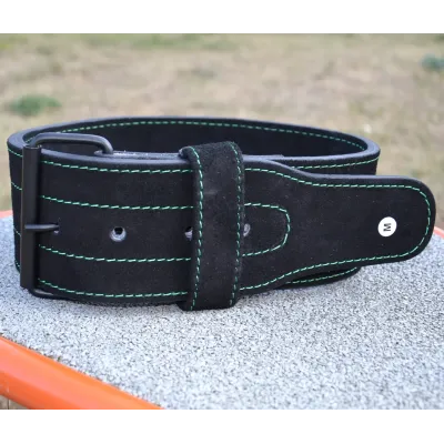 Пояс для тяжелой атлетики MadMax MFB-301 Suede Single Prong кожаный Black/Green XXL