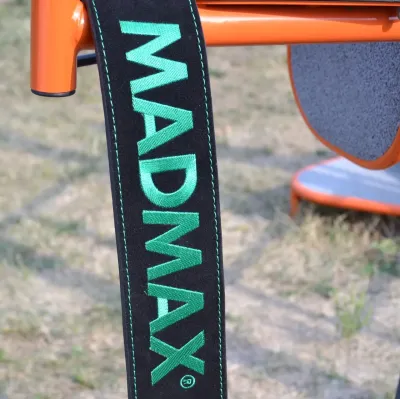 Пояс для тяжелой атлетики MadMax MFB-301 Suede Single Prong кожаный Black/Green XXL
