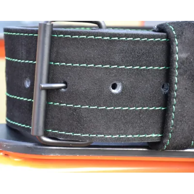 Пояс для тяжелой атлетики MadMax MFB-301 Suede Single Prong кожаный Black/Green XXL