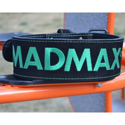 Пояс для тяжелой атлетики MadMax MFB-301 Suede Single Prong кожаный Black/Green XXL