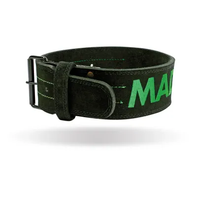 Пояс для тяжелой атлетики MadMax MFB-301 Suede Single Prong кожаный Black/Green XXL