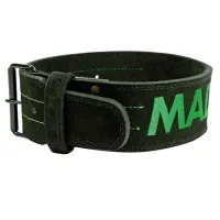 Пояс для тяжелой атлетики MadMax MFB-301 Suede Single Prong кожаный Black/Green XXL