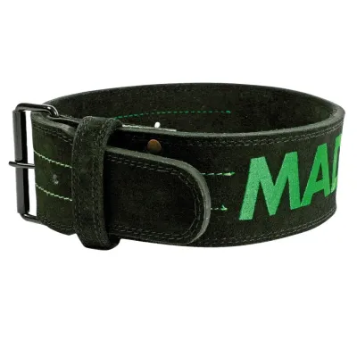 Пояс для тяжелой атлетики MadMax MFB-301 Suede Single Prong кожаный Black/Green XXL