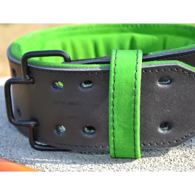 Пояс для важкої атлетики MadMax MFB-302 Quick Release Belt шкіряний Black/Green L