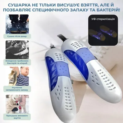 Электросушилка для обуви с ультрафиолетом No Brand Белая (LMH1688-2) Электросушилка для обуви с ультрафиолетом No Brand Белая (LMH1688-2)