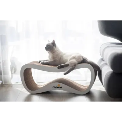 Дряпка-лежанка для кошек Meow Mix Grace XL 67x27x35 см Бежевый с белым