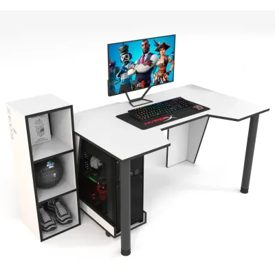Геймерский игровой стол ZEUS™ GAMER-4 белый/черный