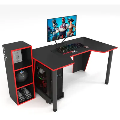Геймерский игровой стол ZEUS™ GAMER-4 чёрный-красный