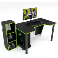 Геймерский стол ZEUS-Game™ GAMER-4 чёрный-лайм