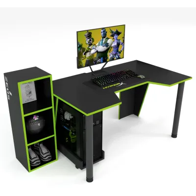 Геймерский стол ZEUS-Game™ GAMER-4 чёрный-лайм