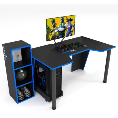 Геймерський стіл ZEUS-Game GAMER-4 чорний-синій