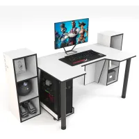 Геймерський стіл ZEUS-Game™ GAMER-5 біло-чорний