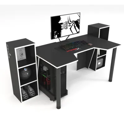 Геймерский стол ZEUS-Game™ GAMER-5 чёрный-белый
