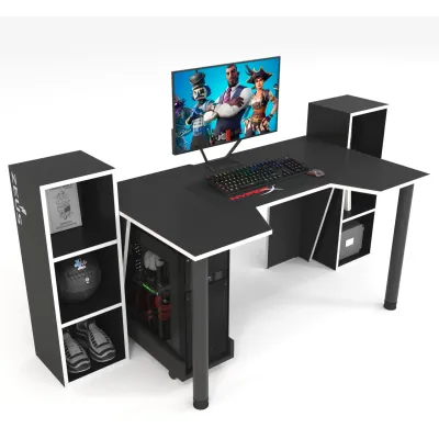 Геймерский стол ZEUS-Game™ GAMER-5 чёрный-белый