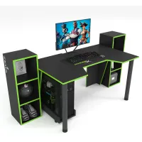 Геймерський стіл ZEUS-Game™ GAMER-5 чорний-лайм