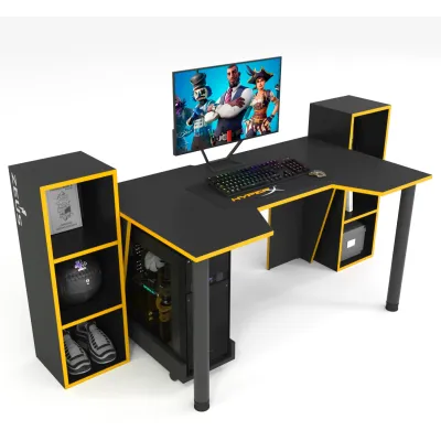 Геймерский стол ZEUS-Game™ GAMER-5 чёрный-оранжевый