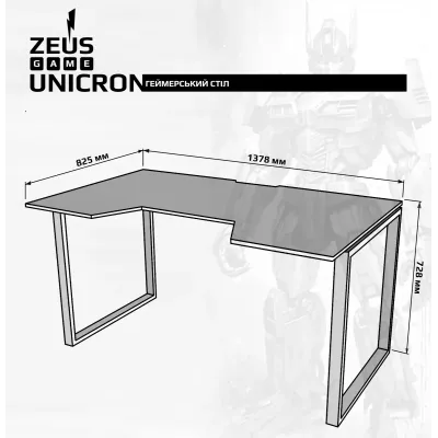 Геймерский игровой стол ZEUS Unicron черный+красный