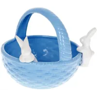 Конфетница-кашпо декоративный Зайки в корзинке 22х19х17см Blue BonaDi