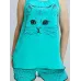 Пижама женская трикотажная Котики майка шорты 44-46 Бирюзовый (52049174-1)