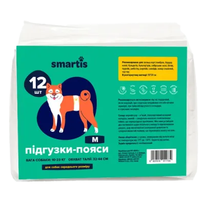 Підгузки Smartis M Для щоденного використання 55x20 см 12 шт