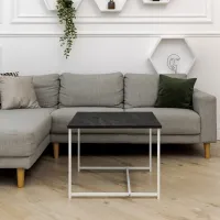 Журнальный стол Adore Décor Квадро M Квадратный 60х60х47 см Белый/угольный камень