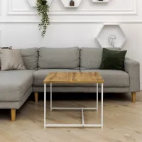 Журнальний стіл Adore Décor Квадро M Квадратний 60х60х47 см Білий/Дуб Журнальний стіл Adore Décor Квадро M Квадратний 60х60х47 см Білий/Дуб