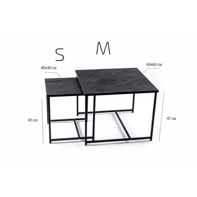 Журнальный стол Adore Décor Квадро M Квадратный 60х60х47 см Черный/Угольный камень