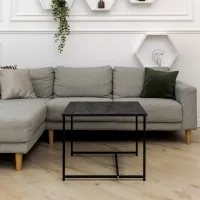 Журнальный стол Adore Décor Квадро M Квадратный 60х60х47 см Черный/Угольный камень