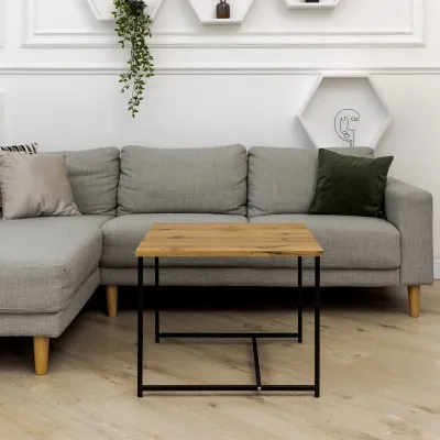 Журнальный стол Adore Décor Квадро M Квадратный 60х60х47 см Черный/Дуб