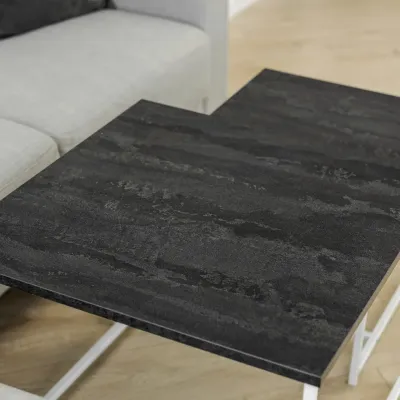 Журнальний стіл Adore Décor Квадро S Квадратний 40х40х43 см Білий/Вугільний камінь
