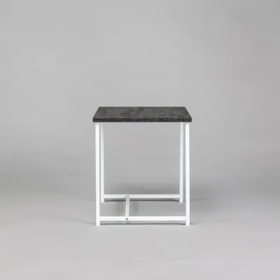 Журнальний стіл Adore Décor Квадро S Квадратний 40х40х43 см Білий/Вугільний камінь