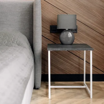 Журнальний стіл Adore Décor Квадро S Квадратний 40х40х43 см Білий/Вугільний камінь