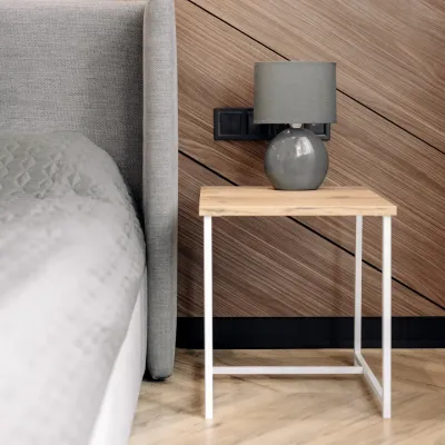 Журнальний стіл Adore Décor Квадро S Квадратний 40х40х43 см Білий/Дуб