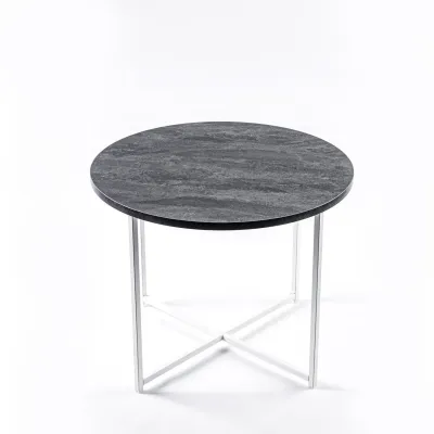 Журнальный стол Adore Décor Модерн M Круглый 60х60х47 Белый/Угольный камень
