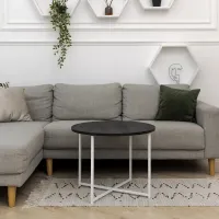 Журнальный стол Adore Décor Модерн M Круглый 60х60х47 Белый/Угольный камень