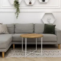 Журнальный стол Adore Décor Модерн M Круглый 60х60х47 Белый/Дуб