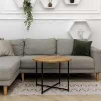 Журнальный стол Adore Décor Модерн M Круглый 60х60х47 Черный/Дуб