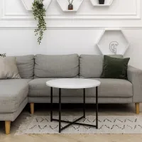 Журнальний стіл Adore Décor Модерн M Круглий 60х60х47 Чорний/Білий