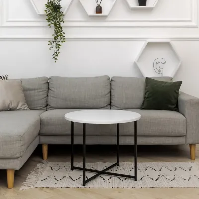 Журнальный стол Adore Décor Модерн M Круглый 60х60х47 Черный/Белый