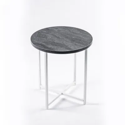 Журнальний стіл Adore Décor Модерн S Круглий 40х40х43 см Білий/Вугільний камінь