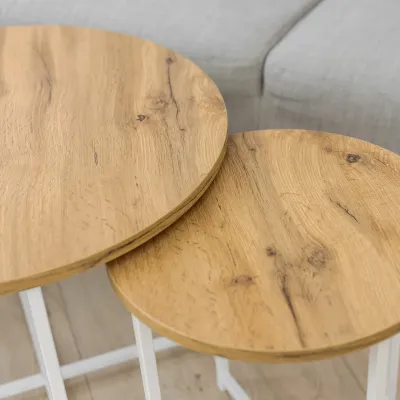 Журнальний стіл Adore Décor Модерн S Круглий 40х40х43 см Білий/Дуб Журнальний стіл Adore Décor Модерн S Круглий 40х40х43 см Білий/Дуб