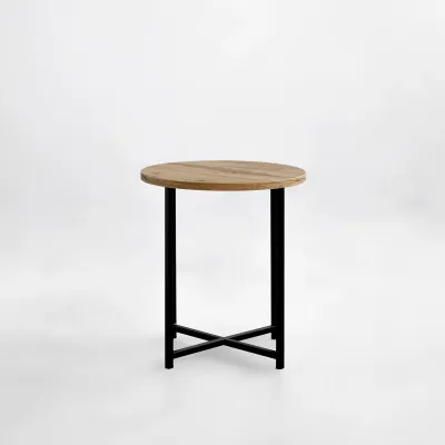 Журнальний стіл Adore Décor Модерн S Круглий 40х40х43 см Чорний/Дуб