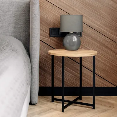 Журнальний стіл Adore Décor Модерн S Круглий 40х40х43 см Чорний/Дуб