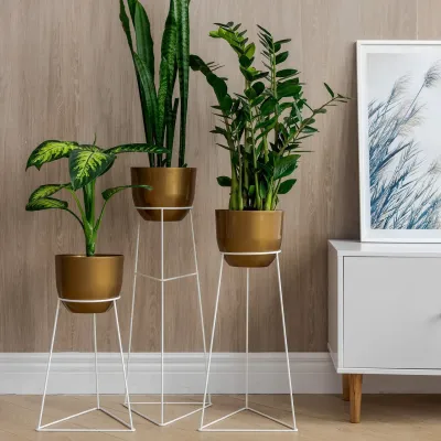 Комплект металевих підставок для квітів та вазонів Adore Décor Скандинавські 3 шт Білий