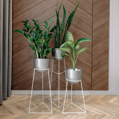 Комплект металевих підставок для квітів та вазонів Adore Décor Скандинавські 3 шт Білий