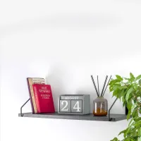 Настенная полка для книг и декора Adore Décor Одинарная 22х60х18 см Черный/Угольный камень Настенная полка для книг и декора Adore Décor Одинарная 22х60х18 см Черный/Угольный камень