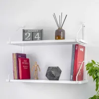 Настінна полиця для книг та декору Adore Décor Подвійна 22х60х48 см Білий