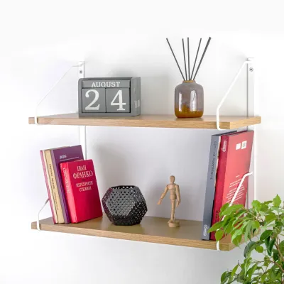 Настінна полиця для книг та декору Adore Décor Подвійна 22х60х48 см Білий/Дуб
