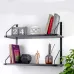 Настінна полиця для книг та декору Adore Décor Подвійна 22х60х48 см Чорний/Вугільний камінь