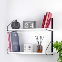 Настенная полка для книг и декора Adore Décor Двойная 22х60х48 см Черный/Белый Настенная полка для книг и декора Adore Décor Двойная 22х60х48 см Черный/Белый